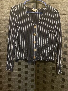 Urban Romantics Long Sleeve Button L.A. Striped Crop top Boho Large